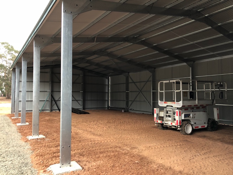 Interior steel frame structure of an Australian Made shed